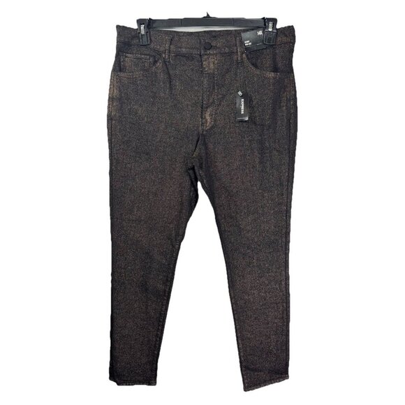 Express Pants - Express Skinny High Rise Metallic Pants Womens 14 Bronze Black Shimmer Jeans NEW